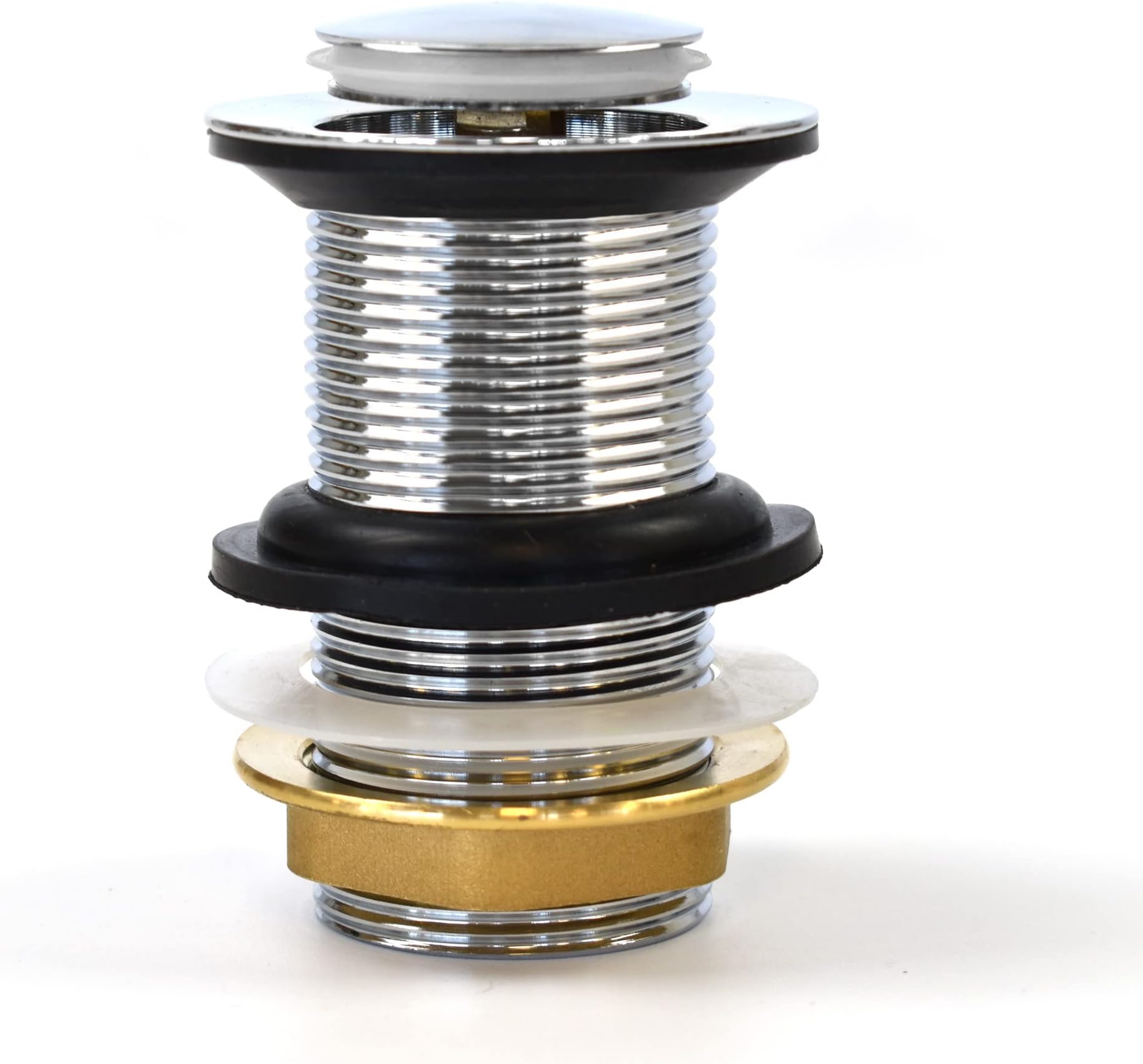 Unslotted Chrome Silver Click Clack Basin Waste, Durable Brass Pop-Up Sink Plug Replacement, Universal Standard G 1 1/4" BSP Connection for Smooth Drainage & Easy Installation