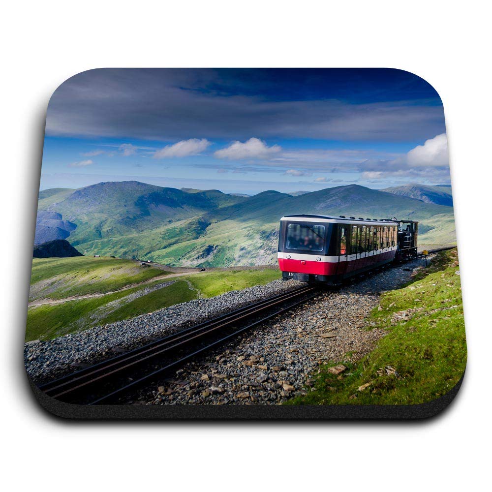 Destination Vinyl Ltd Multicolor 1 X Square Mdf Fridge Magnet - Mount Snowdon Railway Train Wales 16567