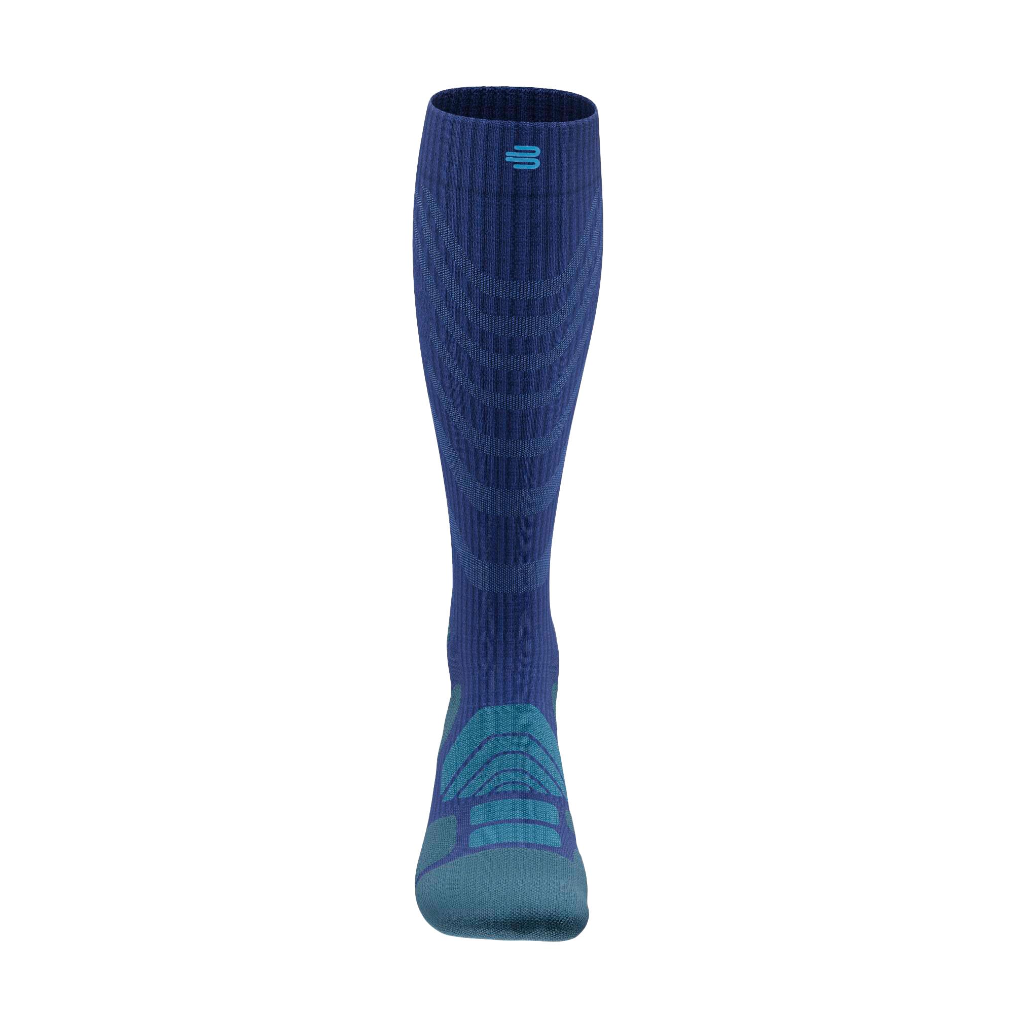 Bauerfeind Skarpety trekkingowe Outdoor Performance Mid Cut Socks" do aktywności na świeżym powietrzu, takich jak wędrówki (trekking, wędrówka), 1 para skarpet sportowych z wełny (Merino), niebieski