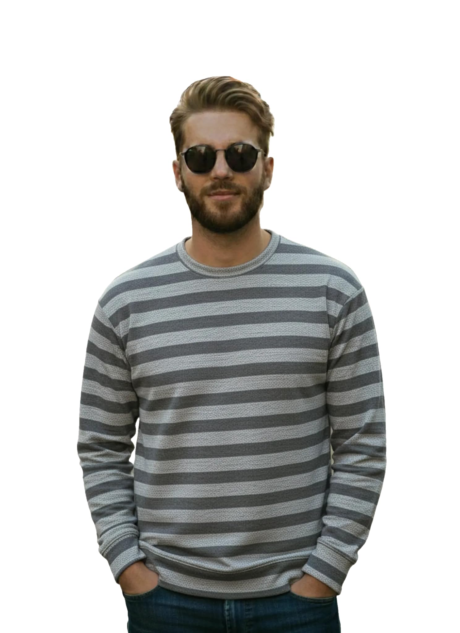 Men’s Black Cotton Full Sleeve T-Shirt | Soft Breathable Casual Wear | Stylish Striped Round Neck Tshirt-JMAK-138-image-41