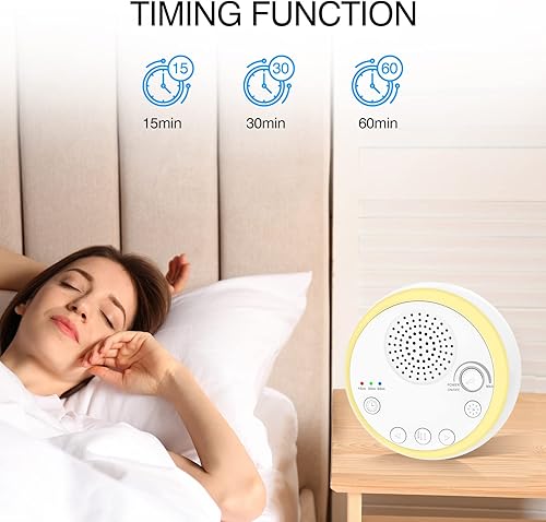Miniatura 3 de Yasorn Máquina de sonido de ruido blanco - Máquinas de sonido portátiles con 16 sonidos relajantes y luz nocturna, con función de memoria,