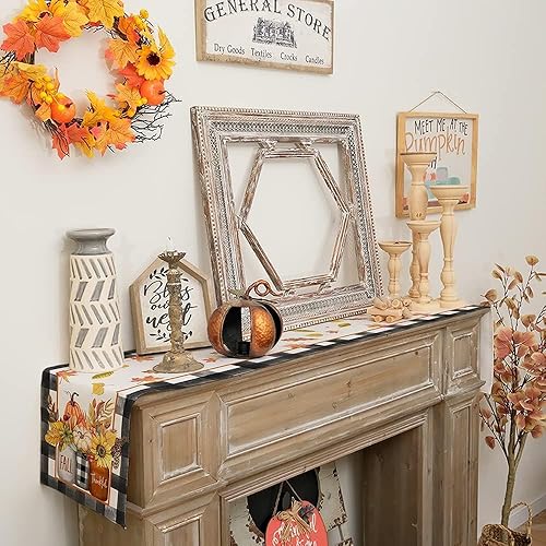 Vista 32 de GEEORY Camino de mesa del Día de San Patricio de 13 x 36 pulgadas, tarro de masón a cuadros de tréboles, decoración decorativa de mesa navideña