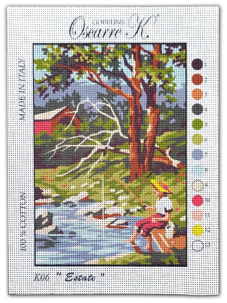 Oscarre K. gobelins - Set 4 Kit Ricamo Mezzo Punto Croce Completi - Canovaccio Stampato 30 x 22 cm (Ricamo Finito 23 x 16 cm) 4 Stagioni ver.1