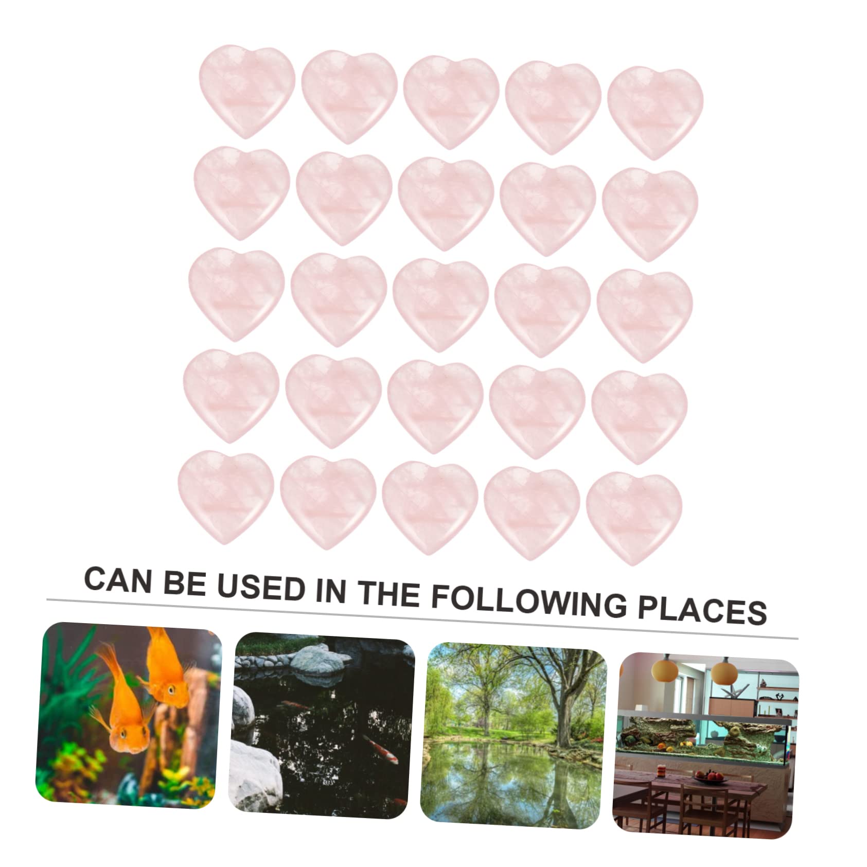 Cabilock 2 Juegos Pecera Paisajismo Piedra Piedras Rosas Guijarros De Corazón De Acuario Gemas Rosadas del Corazón del Amor Joya Decoración Guijarro Rosa Corazón Cristal 30 Piezas * 2