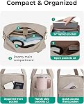BAGSMART Expandable Personal Item Travel Bag, Lightweight Gym Bag for Women, 24L Weekender Travel Duffle with Toiletry Bag, Carry on Overnight Duffel, Camel
