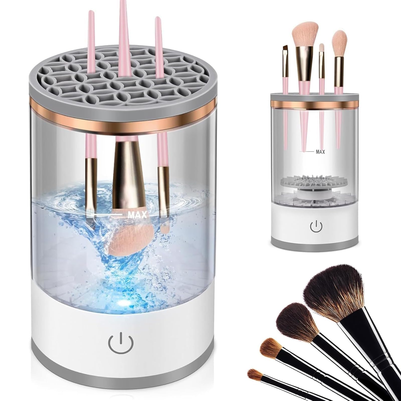 Nettoyeur de pinceaux de Maquillage électrique, Machine de Nettoyage de pinceaux de Maquillage, Outils de Nettoyage Automatique pour Toutes Les Tailles de pinceaux de Maquillage