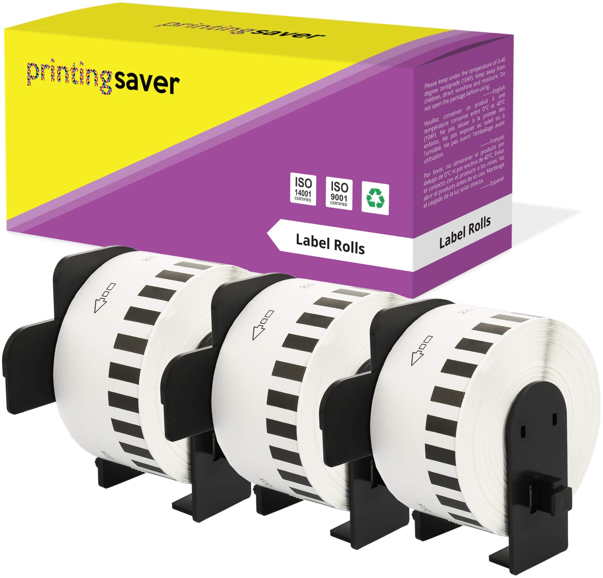 3x DK-22225 38 mm x 30,48 m Compatibles Étiquettes continues pour Brother P-Touch QL-1050 QL-1060N QL-1110NWB QL-1100 QL-500 QL-500BW QL-560VP QL-570 QL-580 QL-700 QL-710W QL-800 QL-810W QL-820NWB