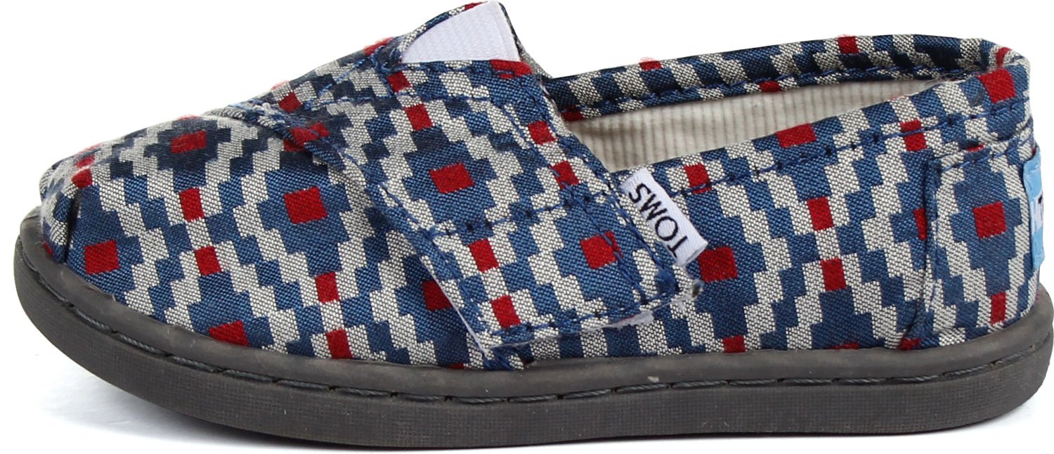 TOMS - Piccole Scarpe Slip-On Classiche, Tessuto a Diamante Blu Navy