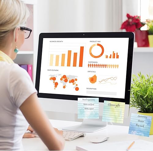 Miniatura 6 de 720 blocs de notas adhesivas de acuarela de 3 x 3 pulgadas, notas adhesivas forradas de acuarela, notas autoadhesivas con líneas, blocs de notas