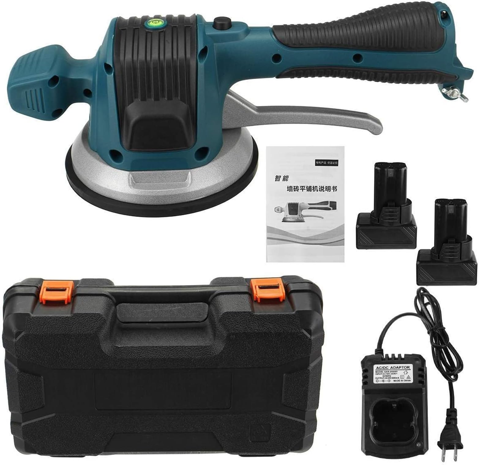 Tile Vibrator Leveling Machine Portable Tile Vibrator Suction Cup Tiling Tiles Laying Machine Adjustable Automatic Floor Vibrator Leveling Tool with Battery Hand-held Til(16.8v 1 Battery)