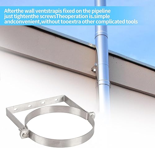 Miniatura 5 de Correa de pared de ventilación de acero inoxidable B, soporte de tubo de chimenea, soporte de tubo de chimenea, colgador de anillo dividido rígido,