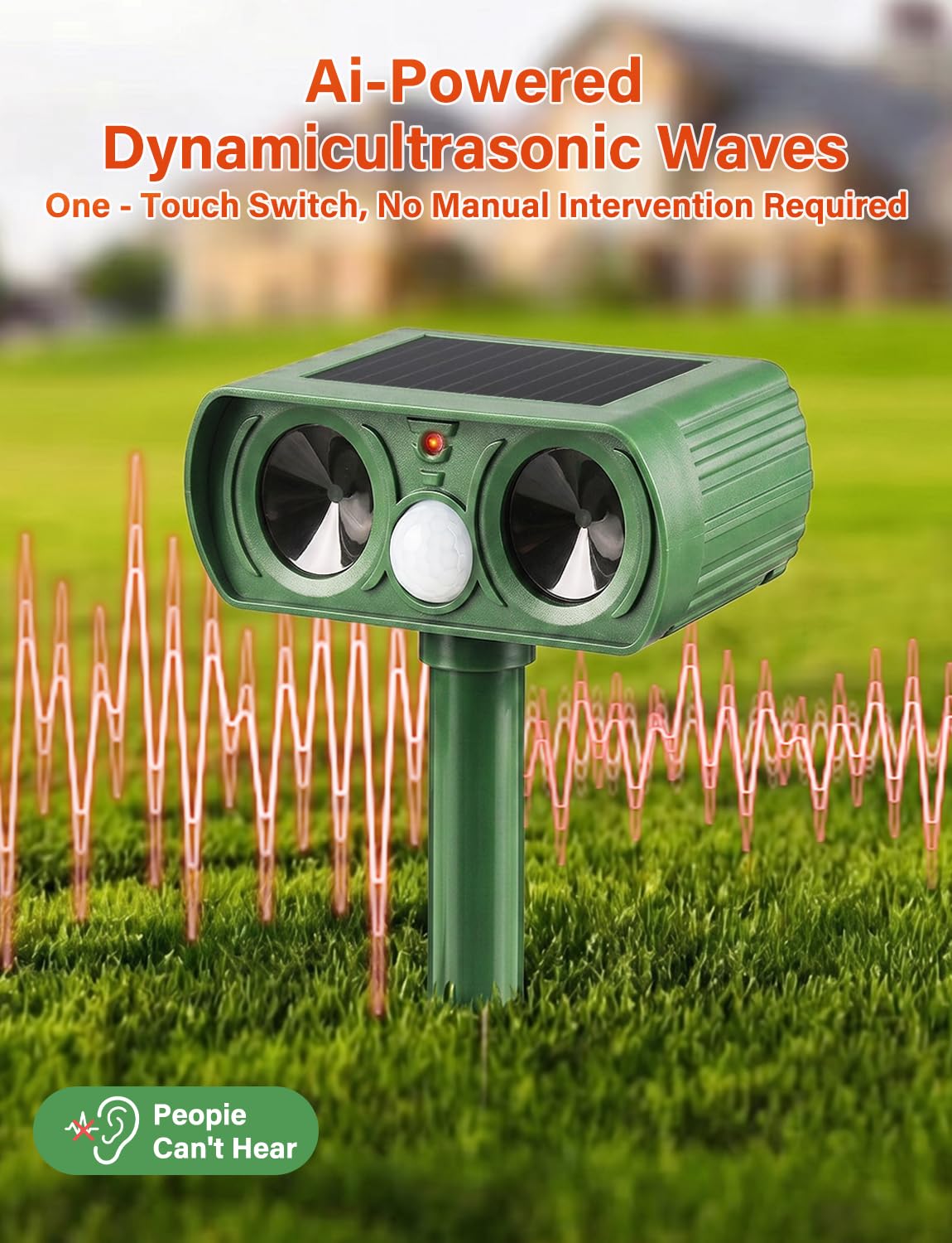Ultrasonic Cat Repellent for Gardens Uk with AI Variable Frequency, PIR Motion Sensor & Flashing Light - Image 3