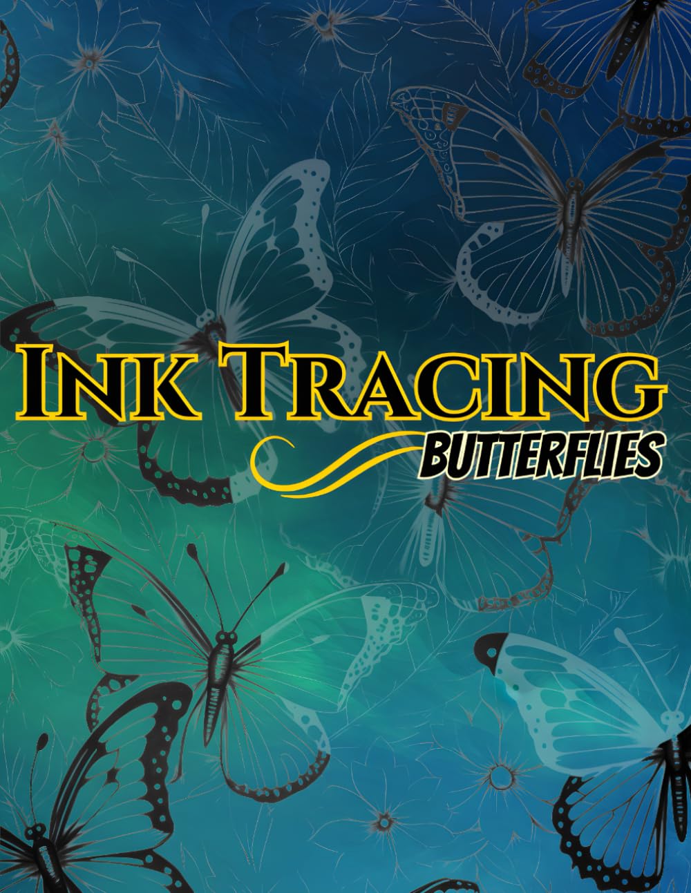 Ink Tracing Butterflies: A Relaxing Art Book for Tracing and Creativity, 50 Beautiful Butterfly Designs with Light Gray Outlines on Soft Green ...