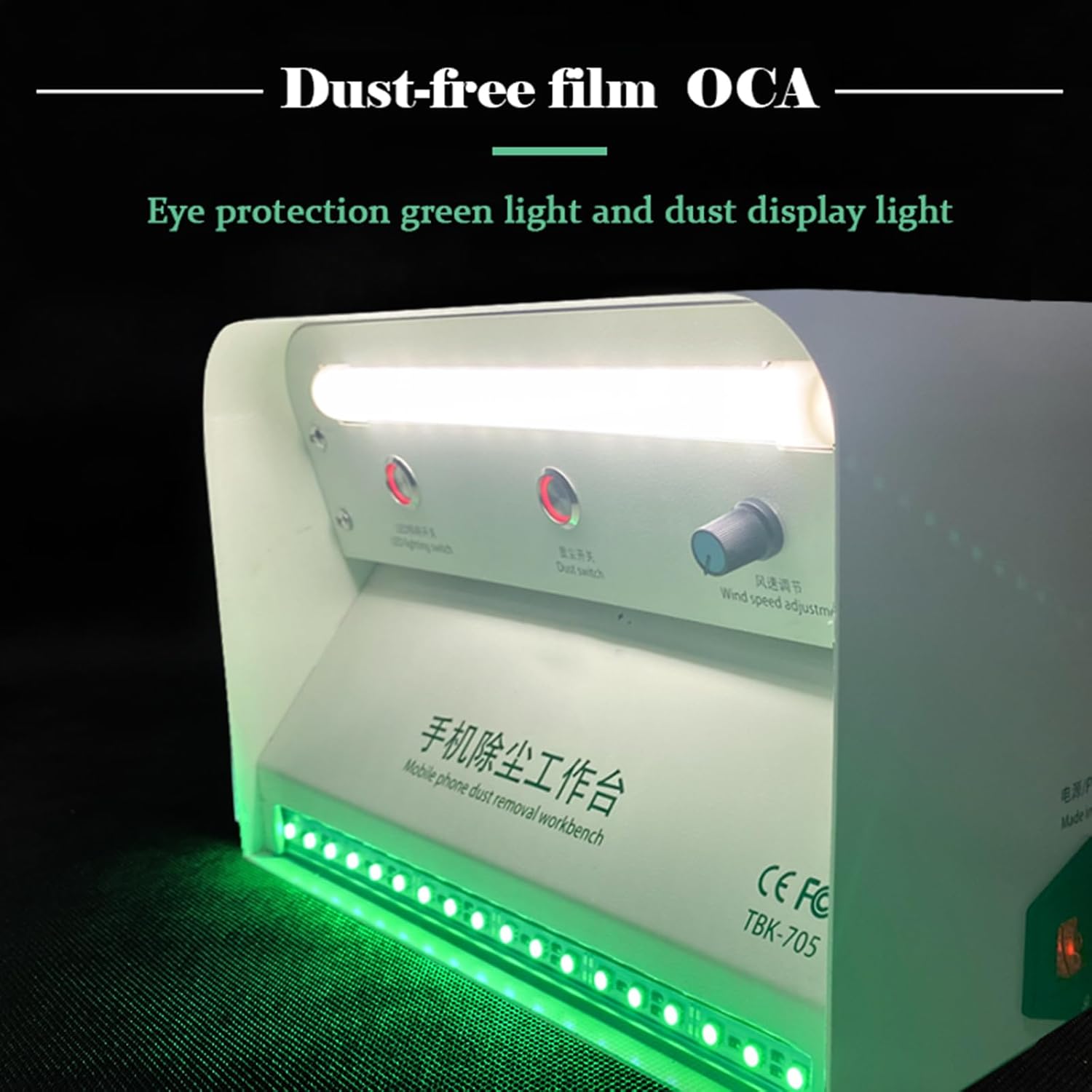 Mini Dust-Free Workbench, Mobile Phone Film Dust Display Light Clean Bench, Adjustable Air Volume and Brightness, Used for Small-Scale Dust-Free Operations