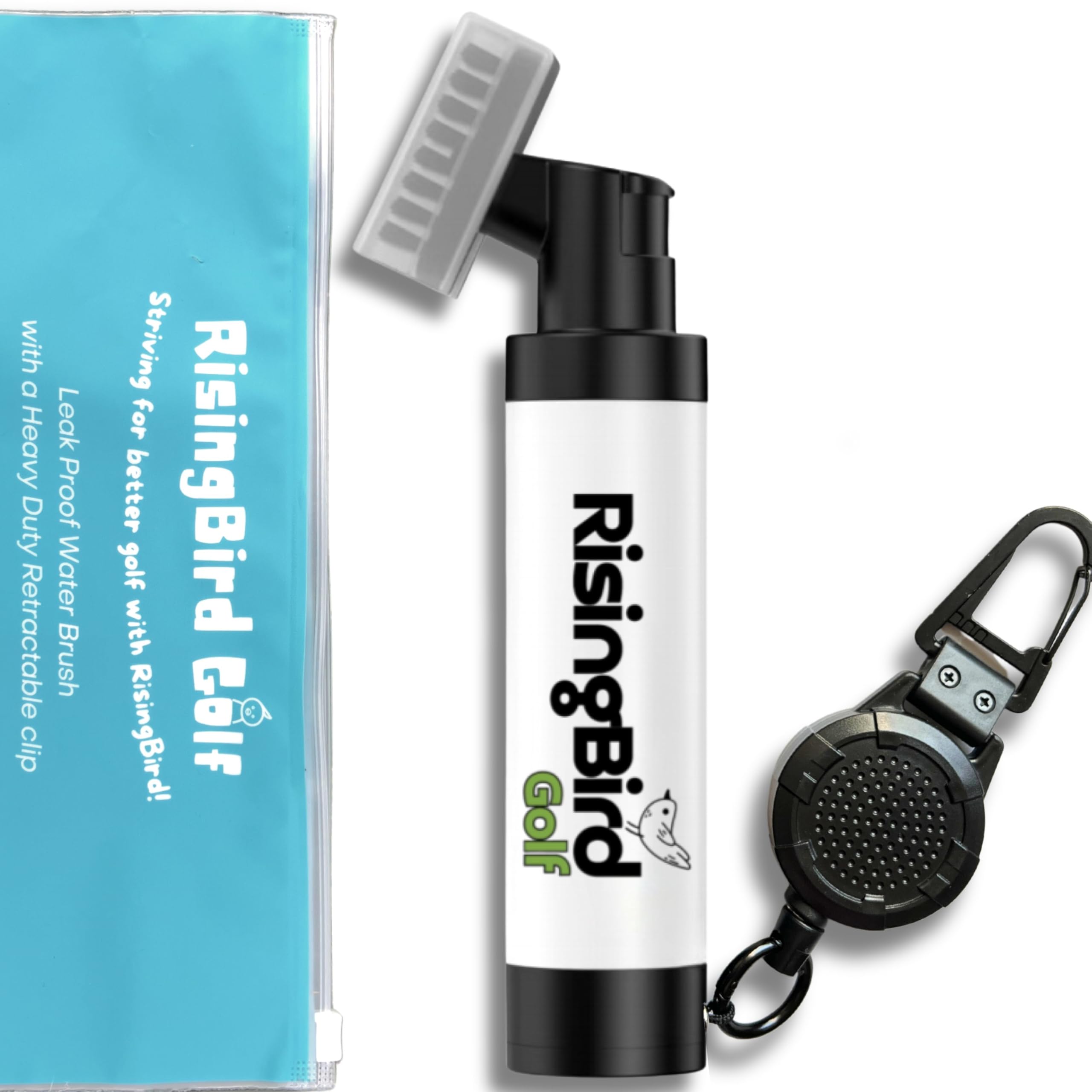 2025 Steel Wire Retractable Clip, Golf Brush, Golf Accessories, Golf Club Cleaner, Golf Water Brush, 5oz, Perfect Golf Gift for Men & Women, Golf Club Spray Brush, Golf Item, USA company (White)