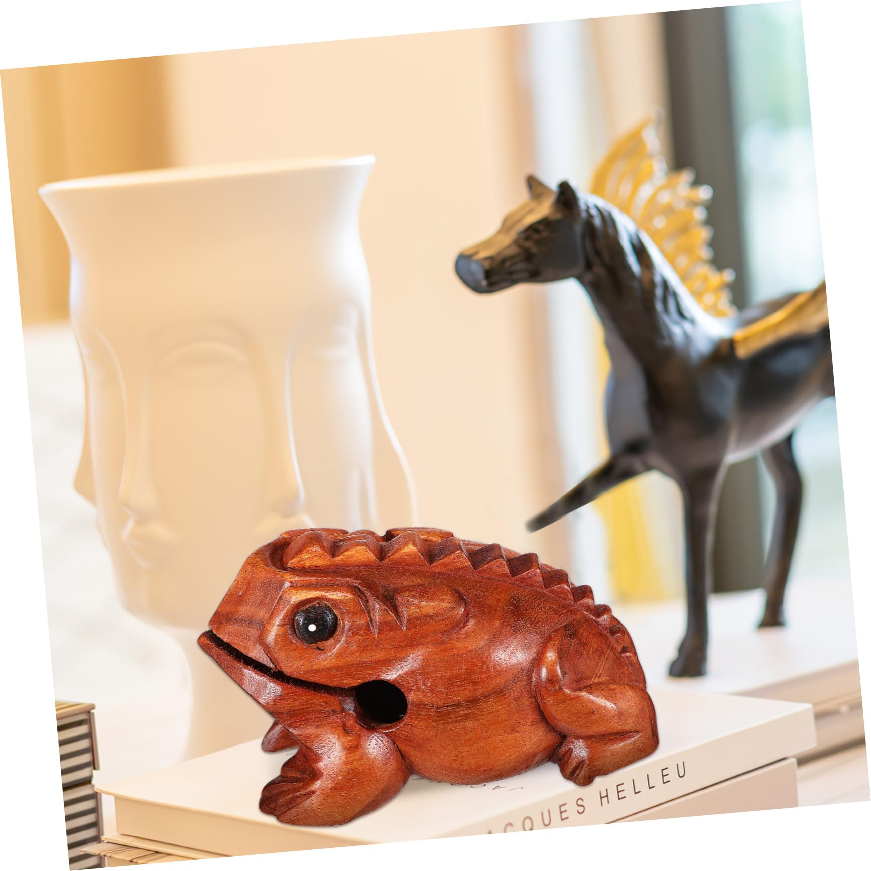 TOPBATHY 3 Stück Teiliges Holz Klangtier mit Frosch Schwein Eule Kreatives Holz Schlaginstrument Percussion Sound Block für Deko und Geschenk Naturbelassenes Musikspielzeug