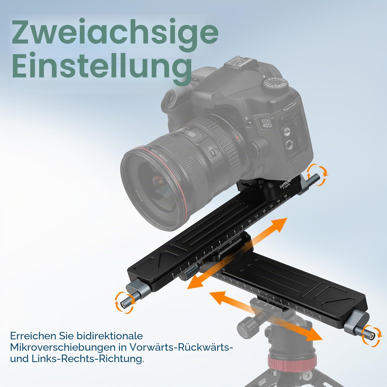 Leftfoto Präziser, stabiler Makro-Fokussierungsschienenschieber, bidirektionale Anpassung für Nahaufnahmen, Makrofotografie mit Arca-Swiss Schwalbenschwanz-Schnellwechselplatte