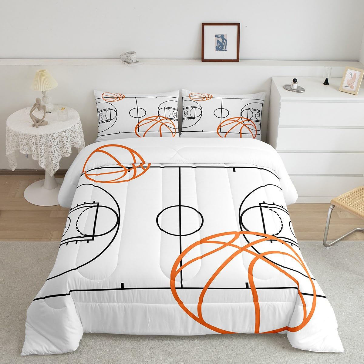Juego de ropa de cama de baloncesto para el dormitorio juvenil de los adolescentes deportistas