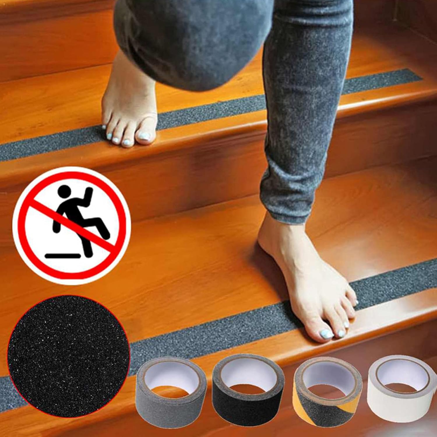 AIZYR High Traction Anti Slip Grip Tape - Waterproof Adhesive Stickers Mat for Outdoor/Indoor Steps Stairs Floor Ramps,Black and Yellow,5cm*5m