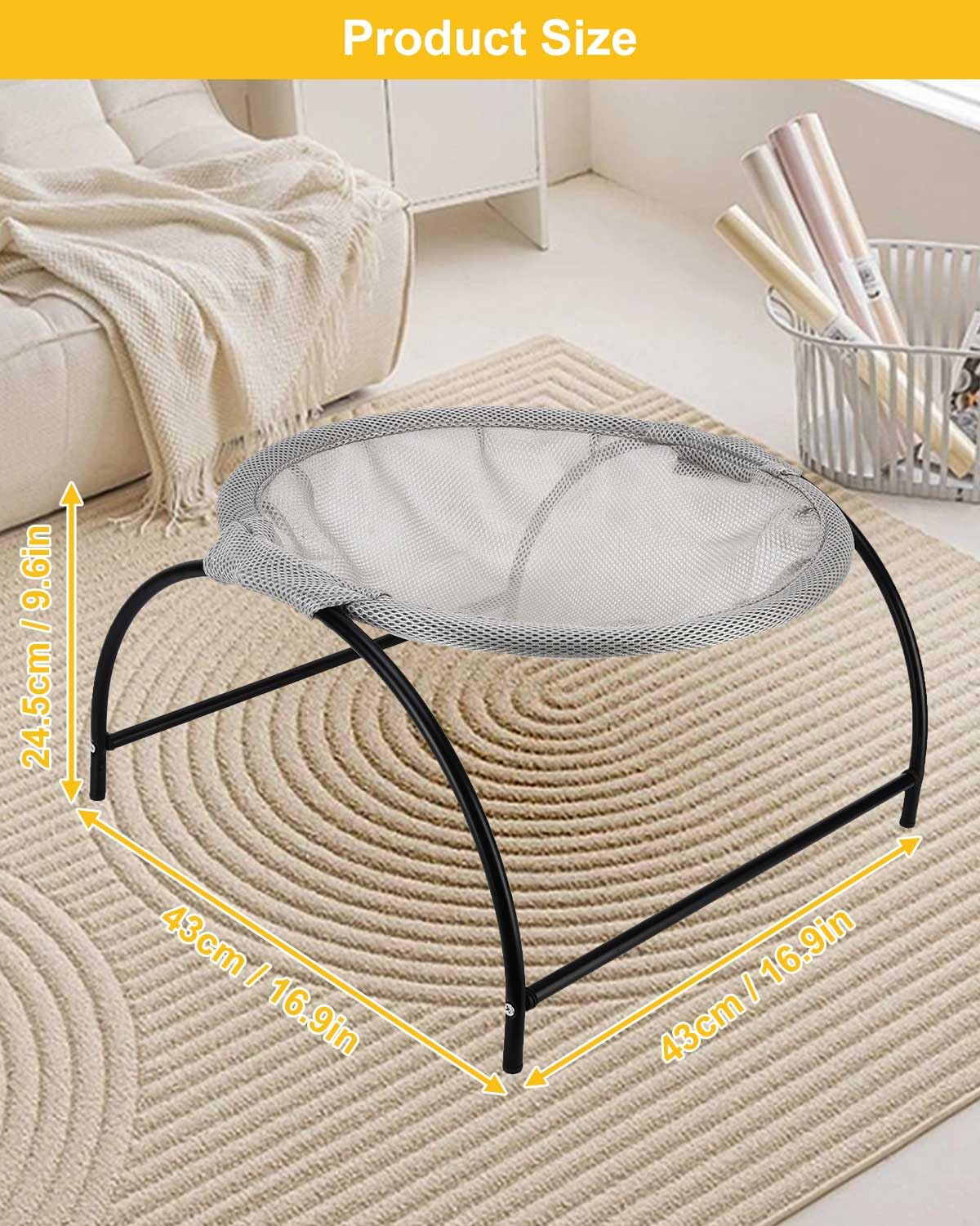 mumisuto Amaca per Gatti, Cuccia per Gatti da Interno Staccabile, Amaca Gatto Traspirante e Lavabile, Struttura Stabile, Facile Montaggio, per Piccolo Cani e Gatto Grande, 43×43×24,5cm, Grigio