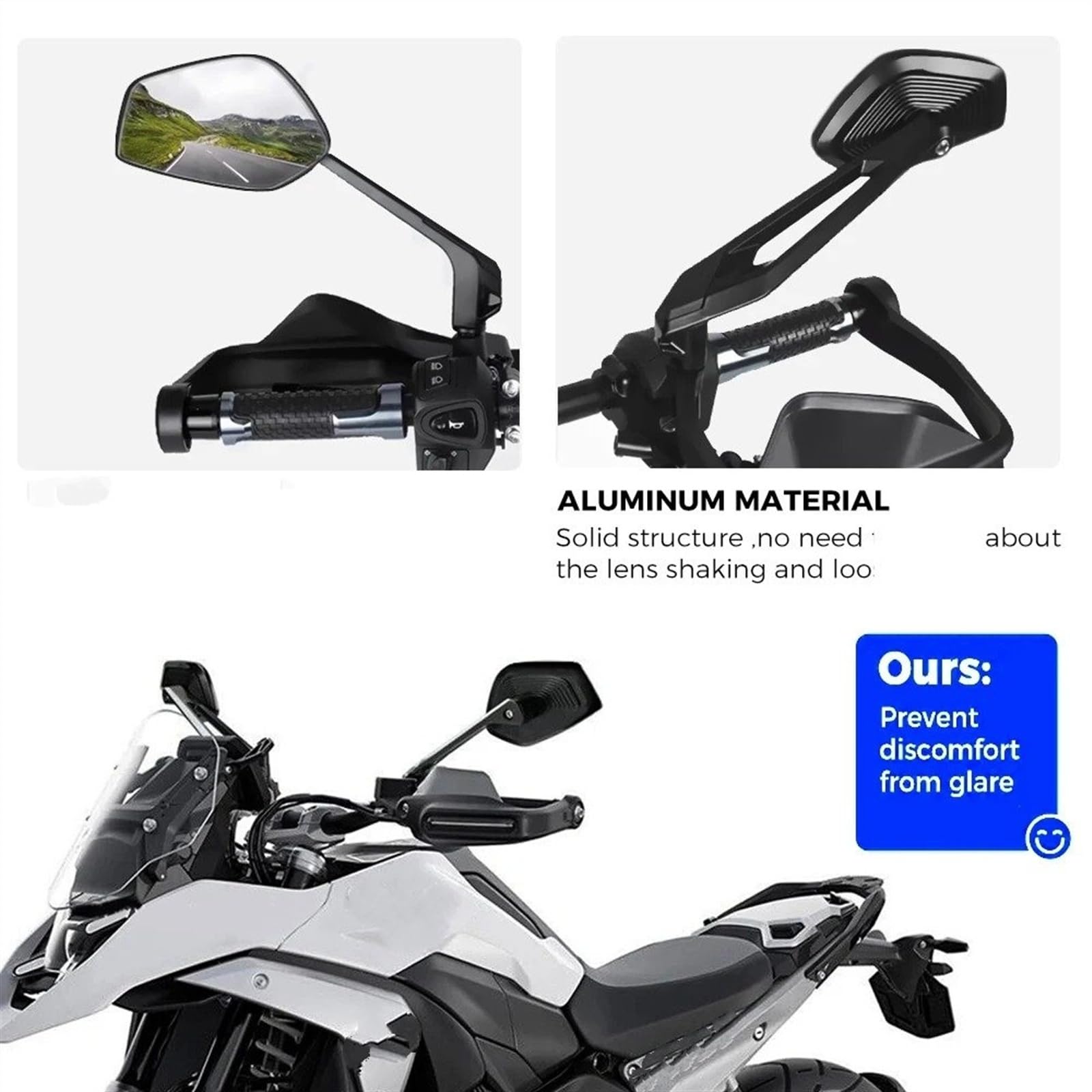 NRTNRFQW Specchietti Retrovisori In Alluminio Per BMW R1250GS, R1300GS, R1200GS, S1000XR, F900R, F850GS E Più Modelli