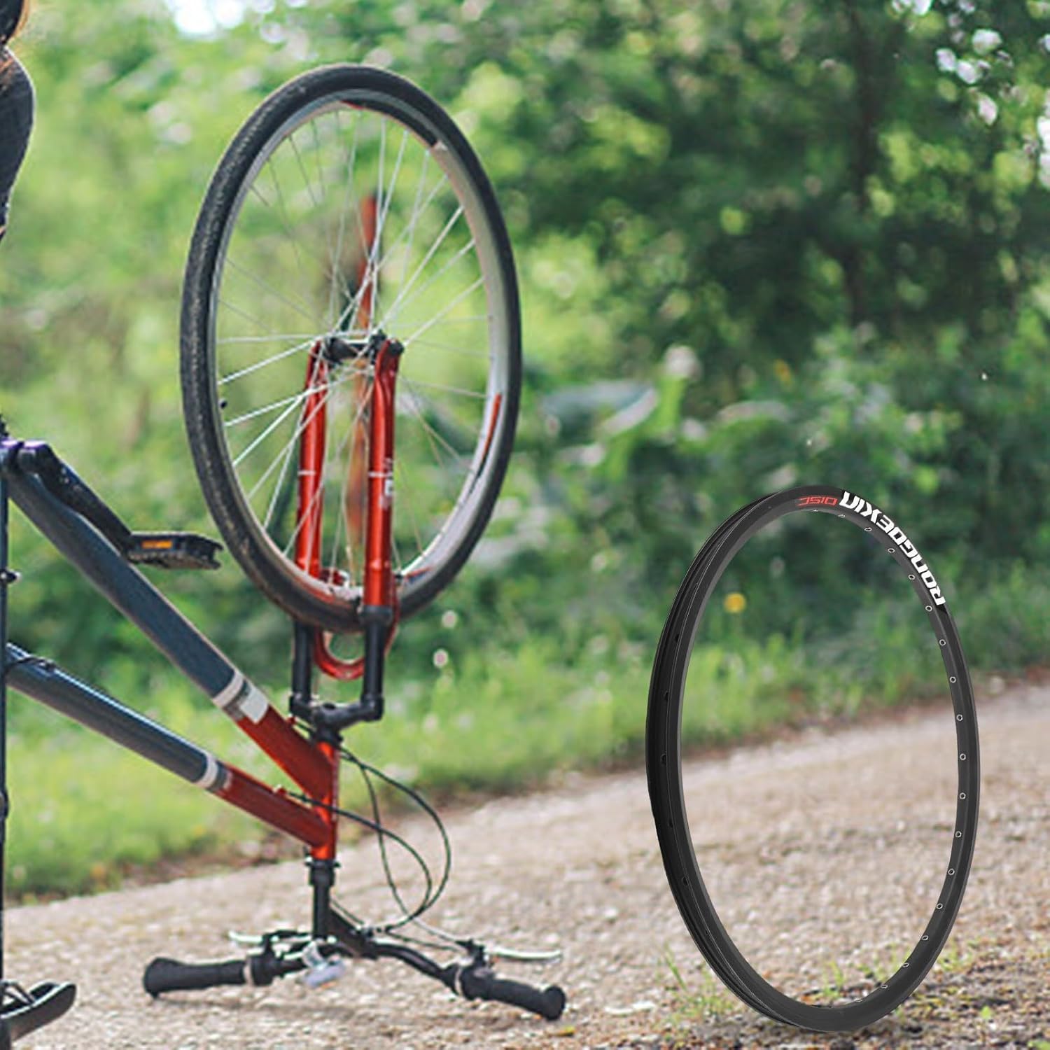 24 Inch Double Wall Disc Rim for Mountain Bike Wheel Aluminum Alloy 24 28 32 36 Holes Lightweight 450g Compatible with 24x1.5 to 24x2.125 Tires Strong Frame(32 holes)