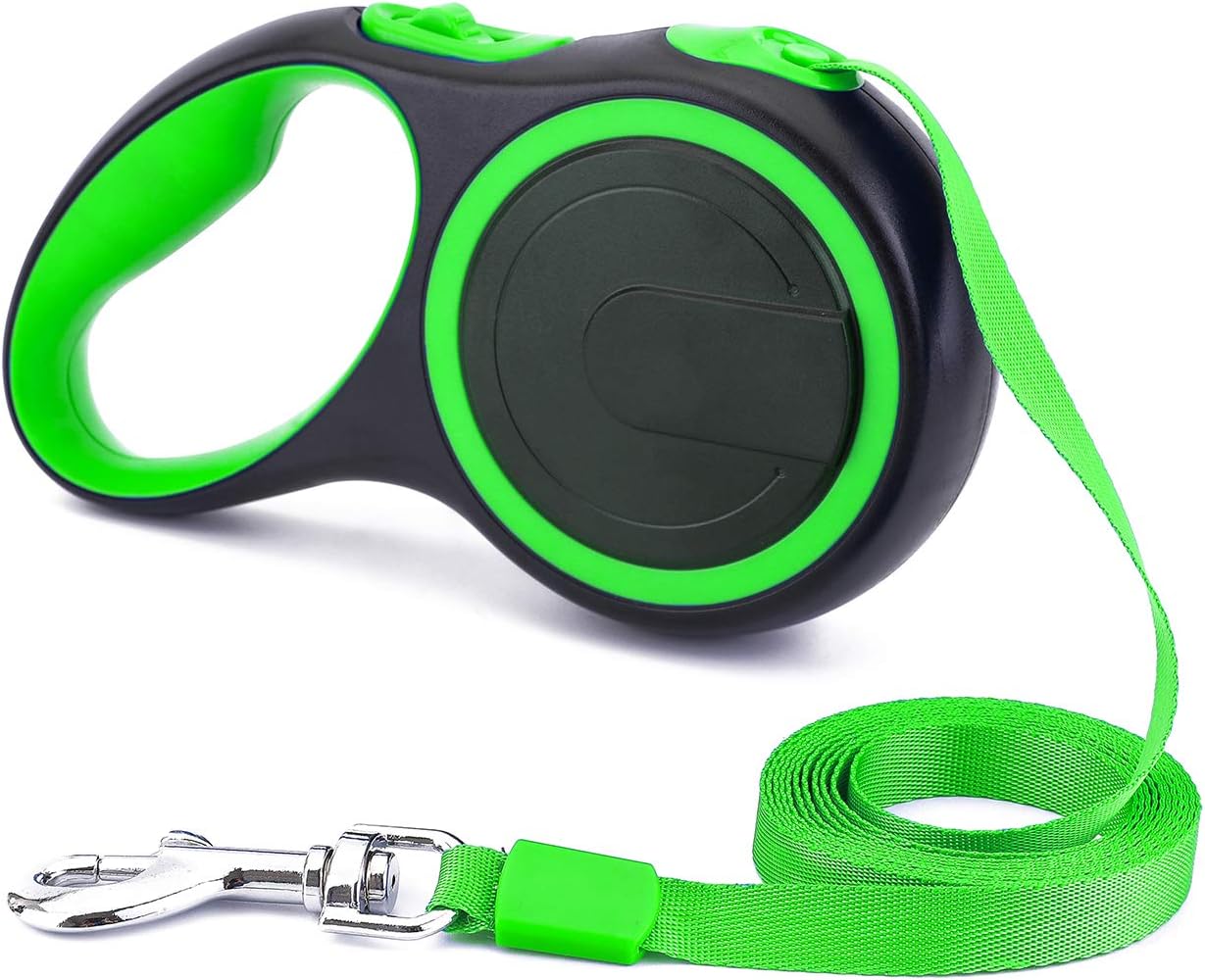 SENYEPETS Retractable Dog Leash, with Heavy Duty Metal Hook and Anti-Slip Handle to Hold for Small Medium Large Dogs (16ft, Green)