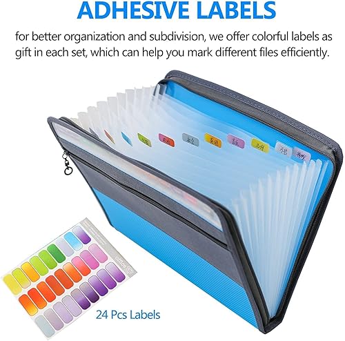 Miniatura 5 de Nafy - Paquete de 2 carpetas de archivos expandibles de 13 bolsillos, organizador de documentos Nafy con cremallera, tamaño carta A4, carpetas de