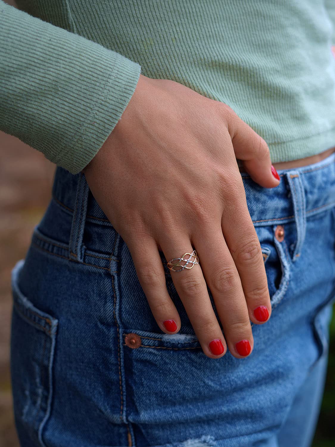 My Gold Damen Ring Gold 333 Echtes Weissgold Gelbgold (8 Karat) Ohne Stein Gr. 62 Damenring Goldring Emeni R-07931-G362-W62