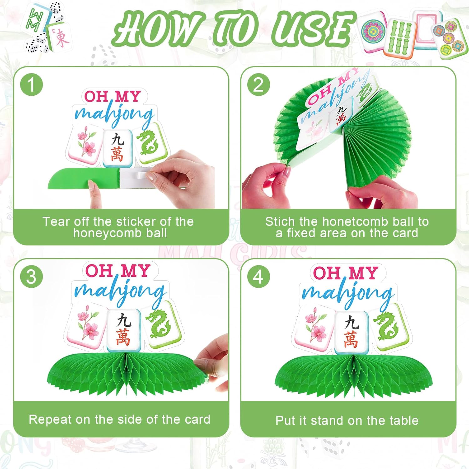 10 Pcs Mahjong Party Decorations Mahjong Honeycomb Centerpieces Table Topper Decor Cocktail Mah Jong Birthday Table Decorations for Family Game Night Celebrations Party Supplies
