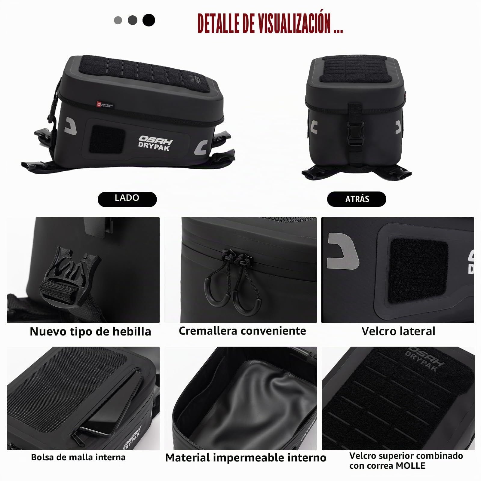 Bolsa de depósito TPU Impermeable para Moto – 6L Negra, Apta para Enduro, Doble Deporte y Aventura, Ideal para Camping y Viajes