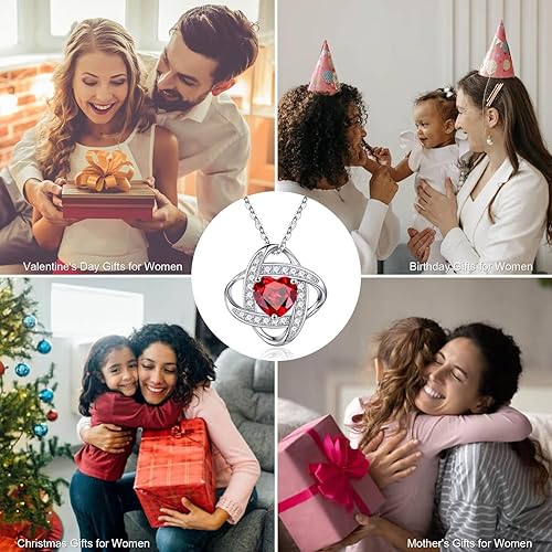 Miniatura 5 de Iefil - Collar de plata de ley 925 con dije de nudo de amor y piedra natal natural o creada regalos de cumpleaños y aniversario para mujeres regalos