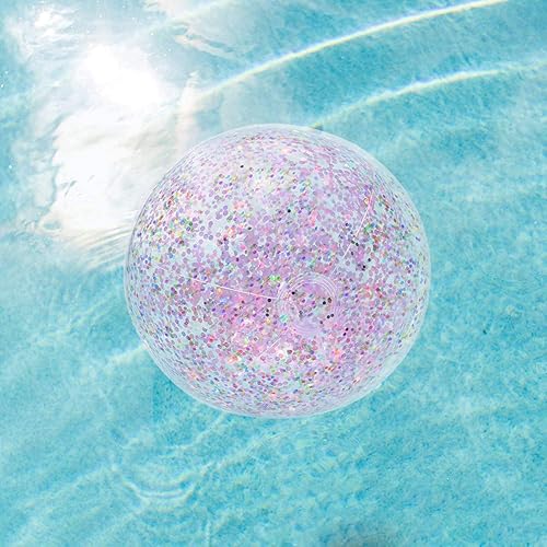 Miniatura 3 de PENTA ANGEL Pelota de playa con purpurina, 2 unidades, inflable, confeti, piscina, fiesta, pelota deportiva de arena transparente para exteriores,