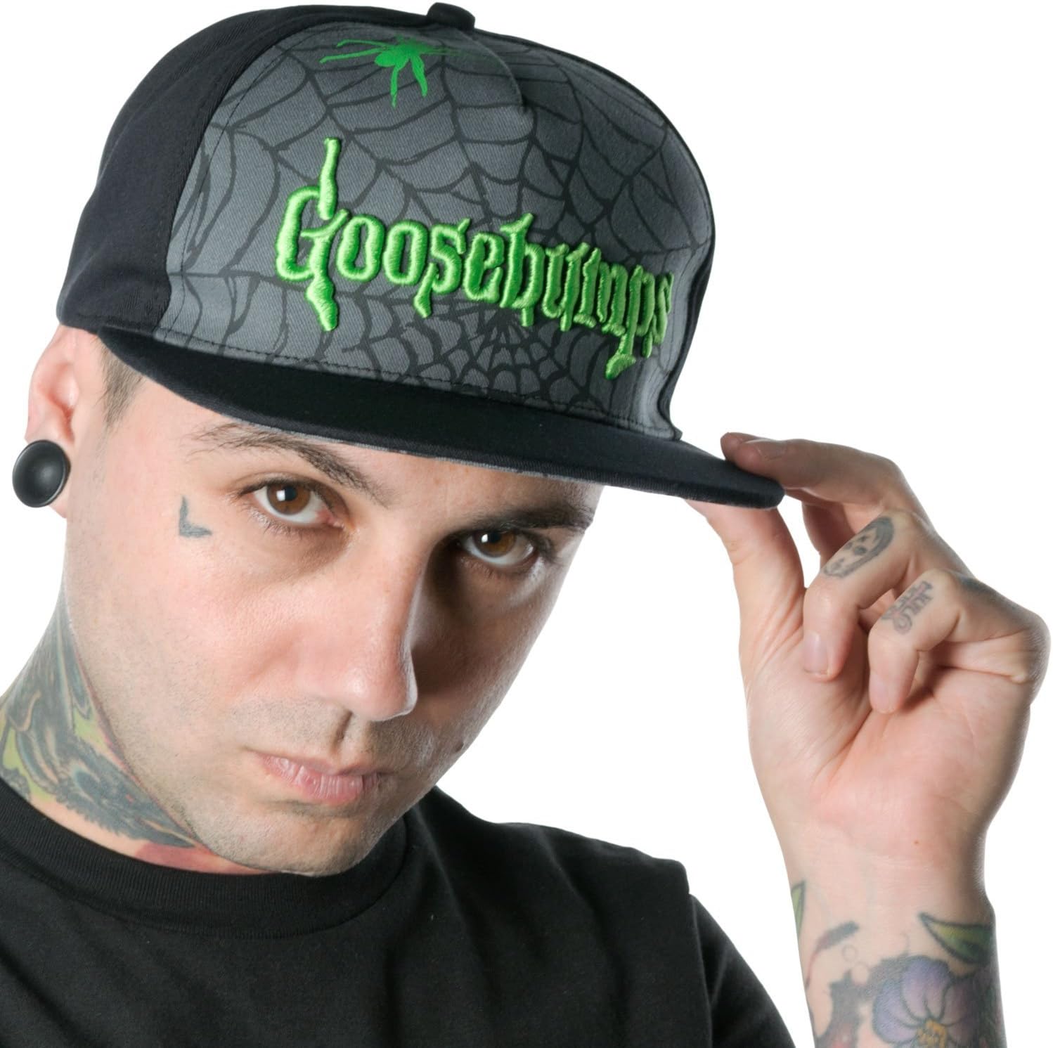 Kreepsville Presents Goosebumps Spiderweb Logo Baseball Hat Grey