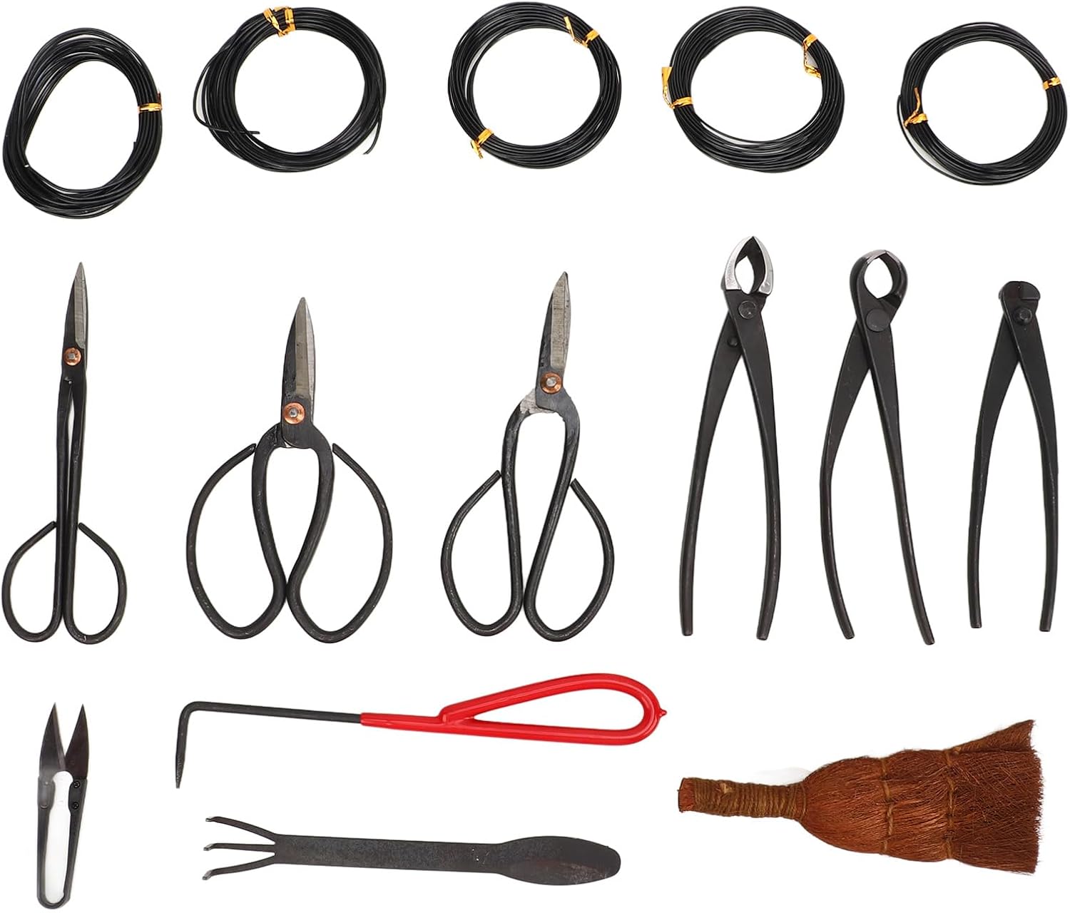 Bonsai Tools Set Bonsai Tool Combo Bonsai Tweezers Set Carbon Steel Leaf Cutter Pruning Shears Rake Hardware Kit Garden Supply for Gardening Cultivation