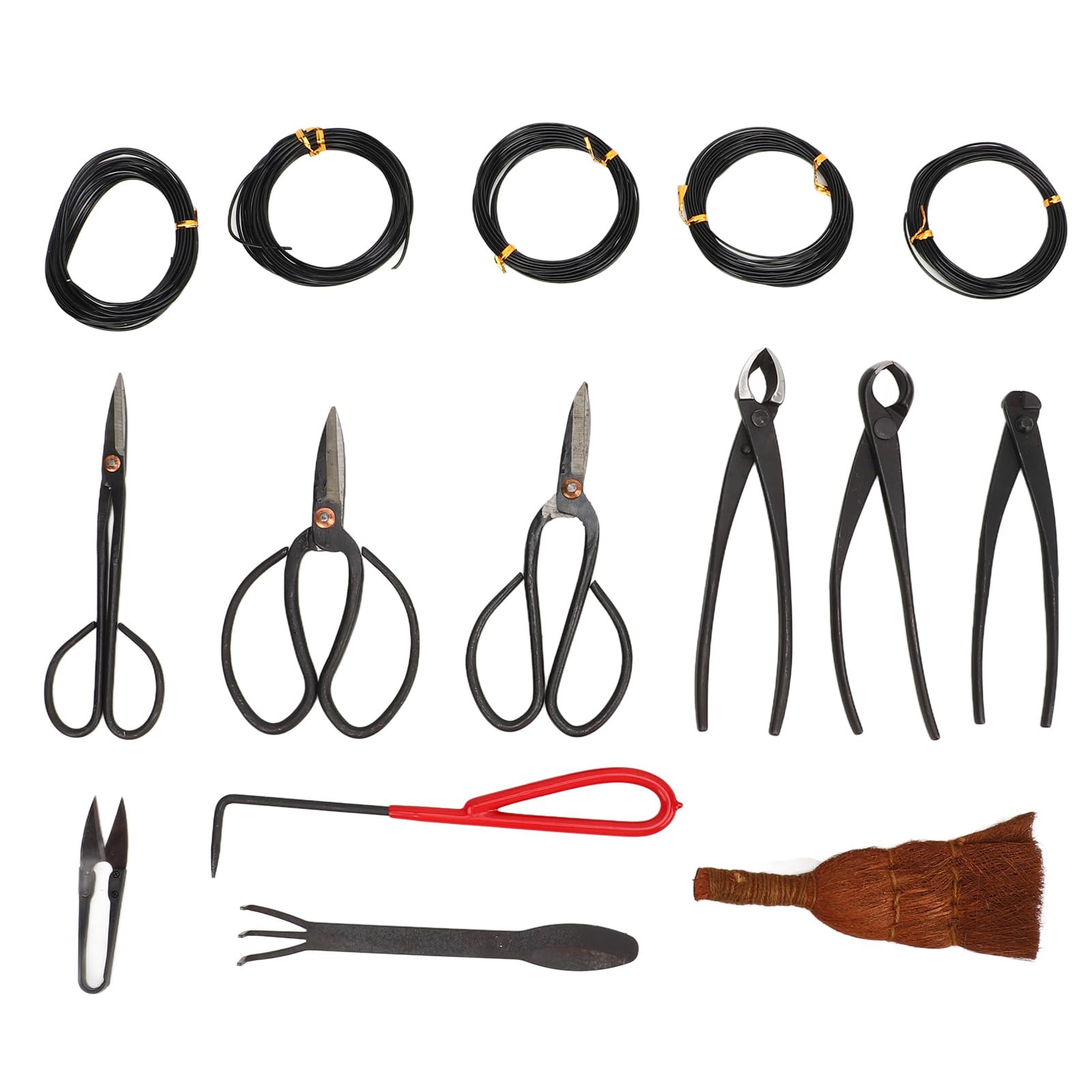 FLEXMAN 12Pcs Bonsai Tools Set, Kit de Herramientas de Jardín Multifuncional con Tijeras de Corte de Corte de Cabello Cóncavo Cónter Alambre de Cabello Cortador de Barra