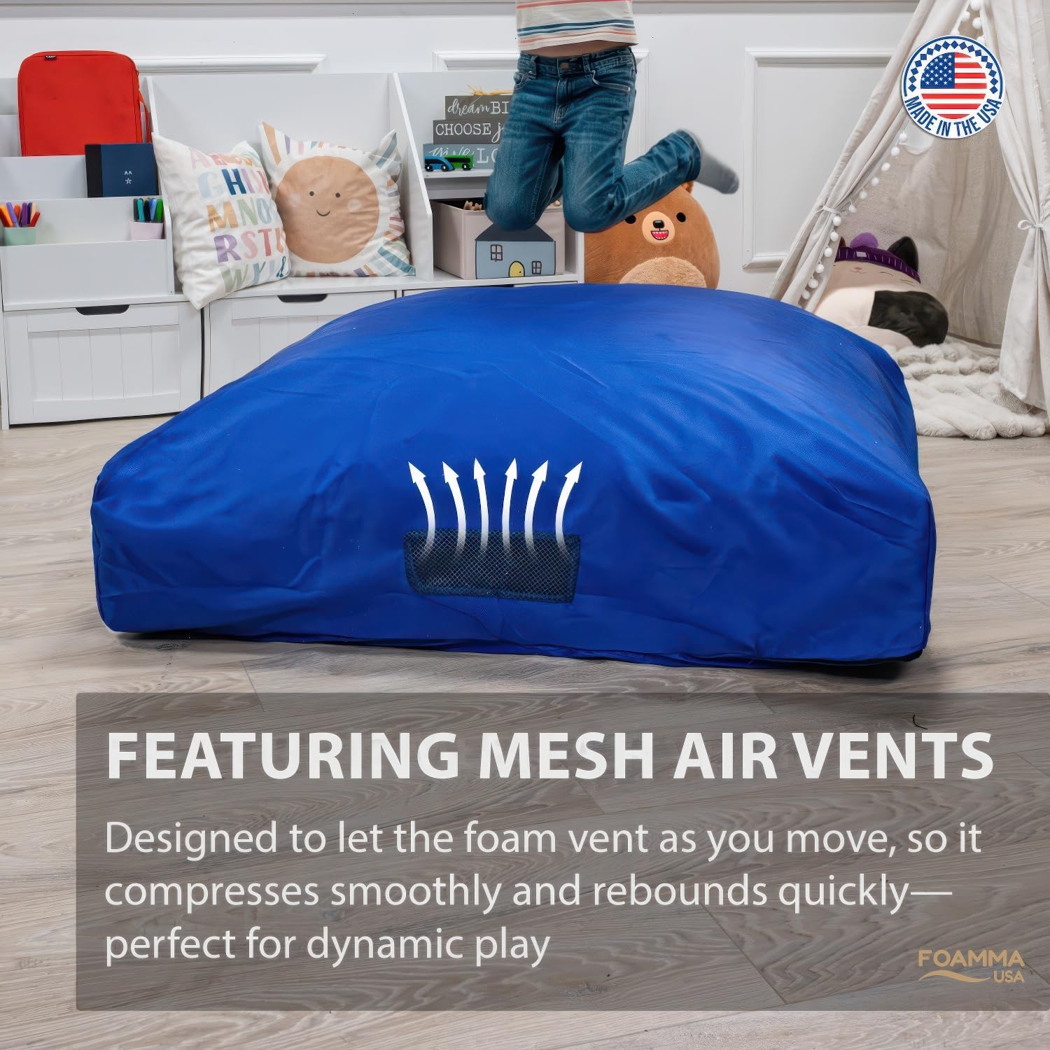 Foamma Crash Pad – (48’’ X 72’’) (4 Ft X 6 Ft) – Sensory Crash Pad with Foam Blocks for Autistic Kids, Soft Fabric & Washable Cover – Ideal for Kids and Adults to Jump, Play, or Relax