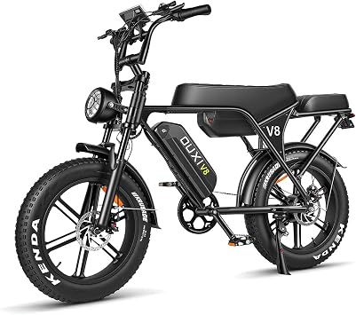 OUXI V8 Max Electric Bike for Adults, Electric Mountain Bike with Dual 48V 15Ah Removable Larger Battery, Peak 1000W Motor Adult Electric Bicycles, 20x 4.0 Fat Tire E Bike, Hydraulic Brakes