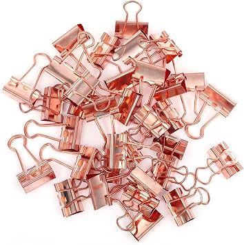Foldback Clips for Bags Pack of 80 Metal Clips 19 mm Metal Clip as Office Supplies Metal Clips/Paper Clips for Office Storage Rose Gold