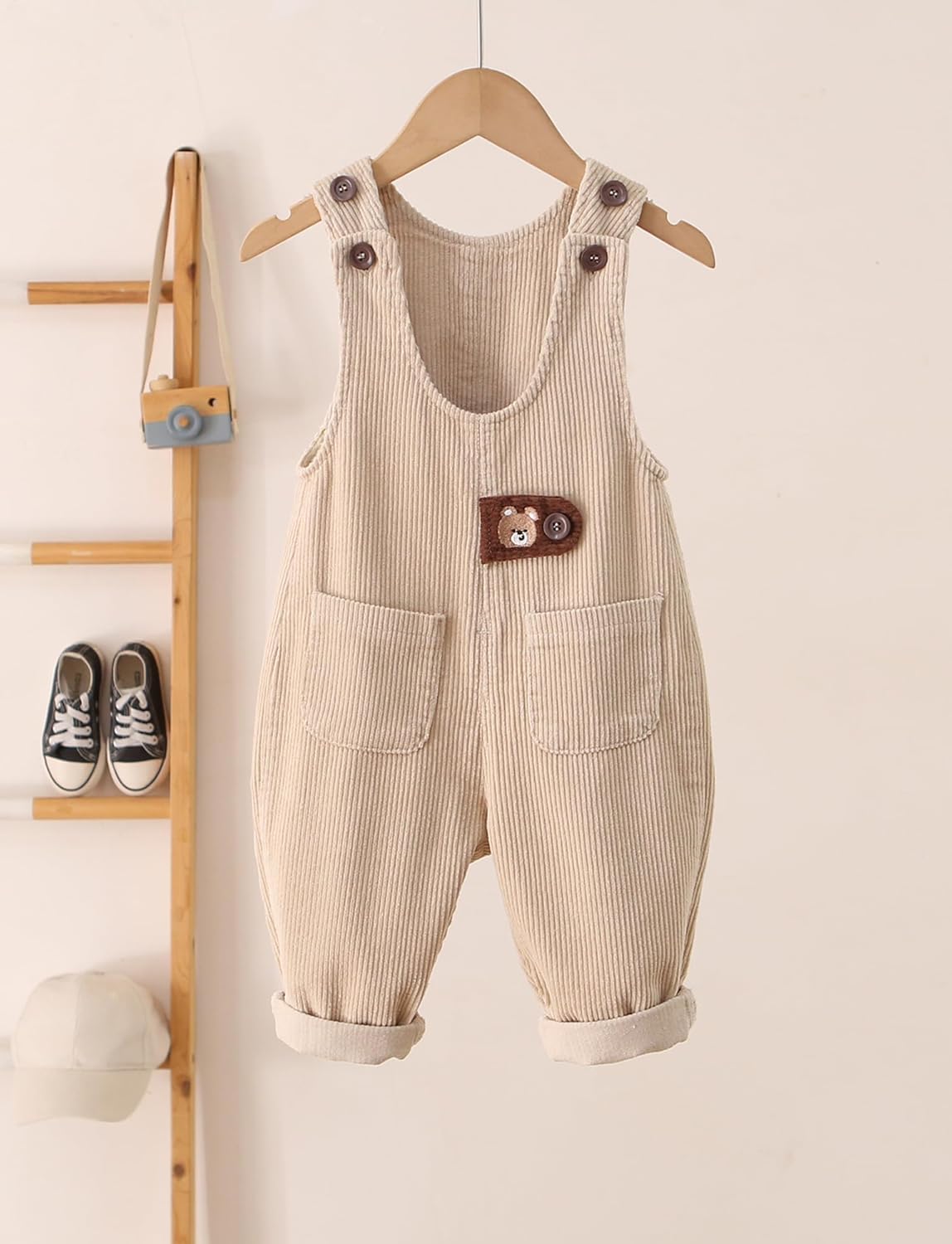 Happy Cherry Baby Boys Girls Corduroy Overalls Romper Button Buttom Adjustable Suspender Corduroy Pants Clothing Outfit