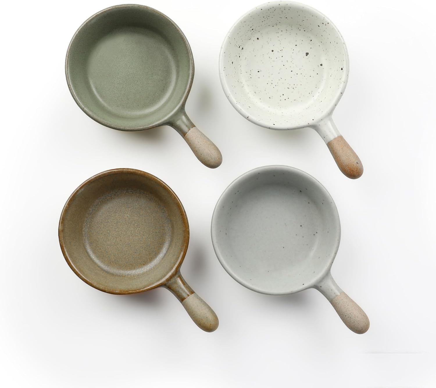 Ceramic Dipping Bowls 4Pcs Soy Sauce Dish, Small Dip Bowl with Handle Tiny
