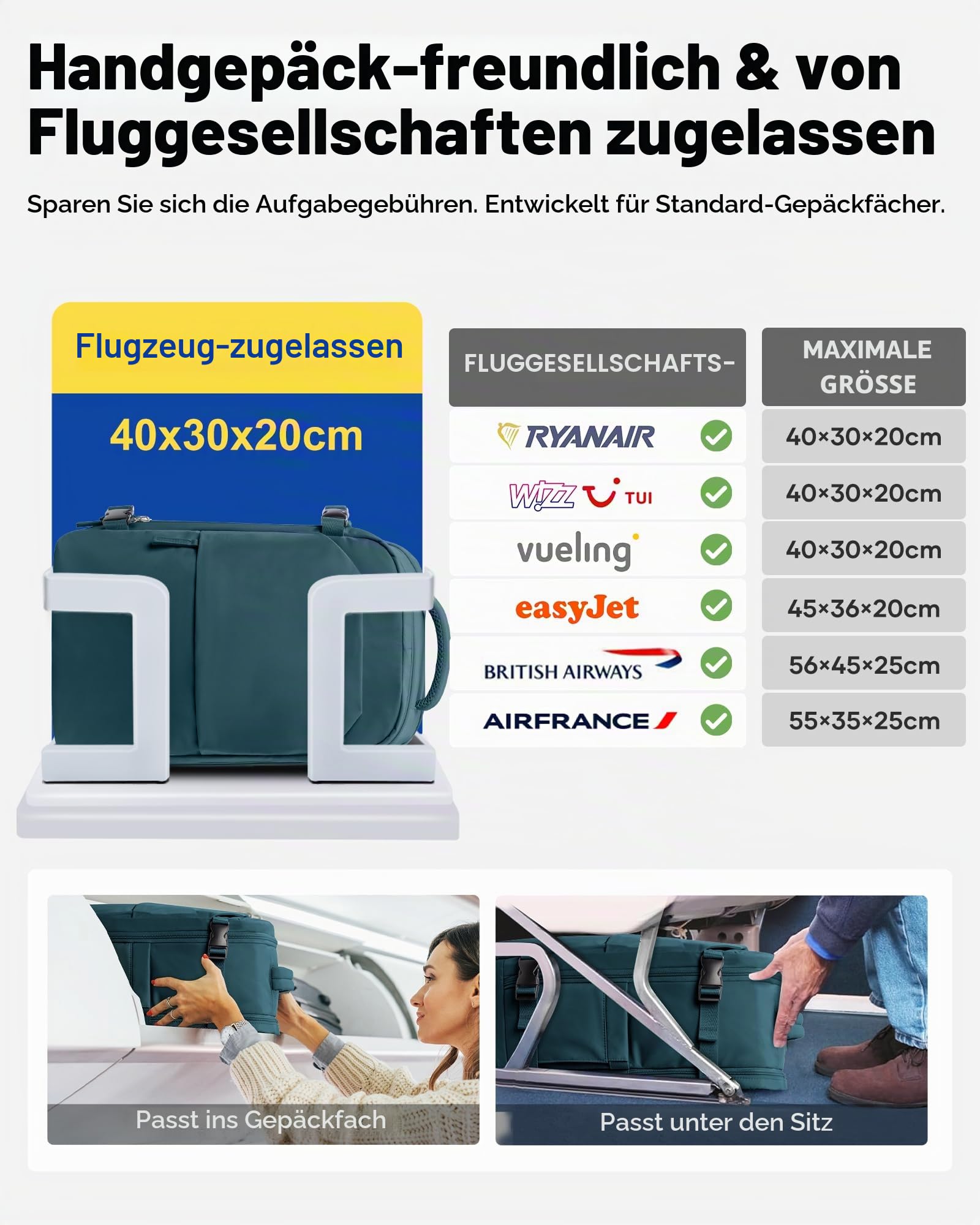 Groß Reiserucksack Vakuum Rucksack Handgepäck Flugzeug 40x30x20 Ryanair Rucksack 40x20x25 Herren Damen Mit Laptopfach/Schuhfach Travel Backpack Carry Ons Luggage Mit Vakuumsystem