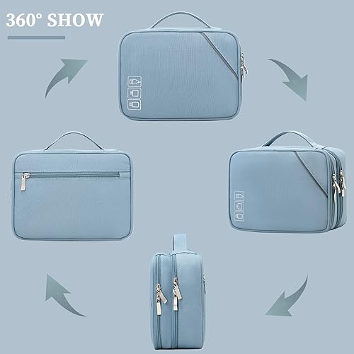 Miniatura 3 de Lanola Organizador electrónico de viaje de doble capa organizador de cables, bolsa de accesorios para discos duros, cables, USB, tarjeta SD,