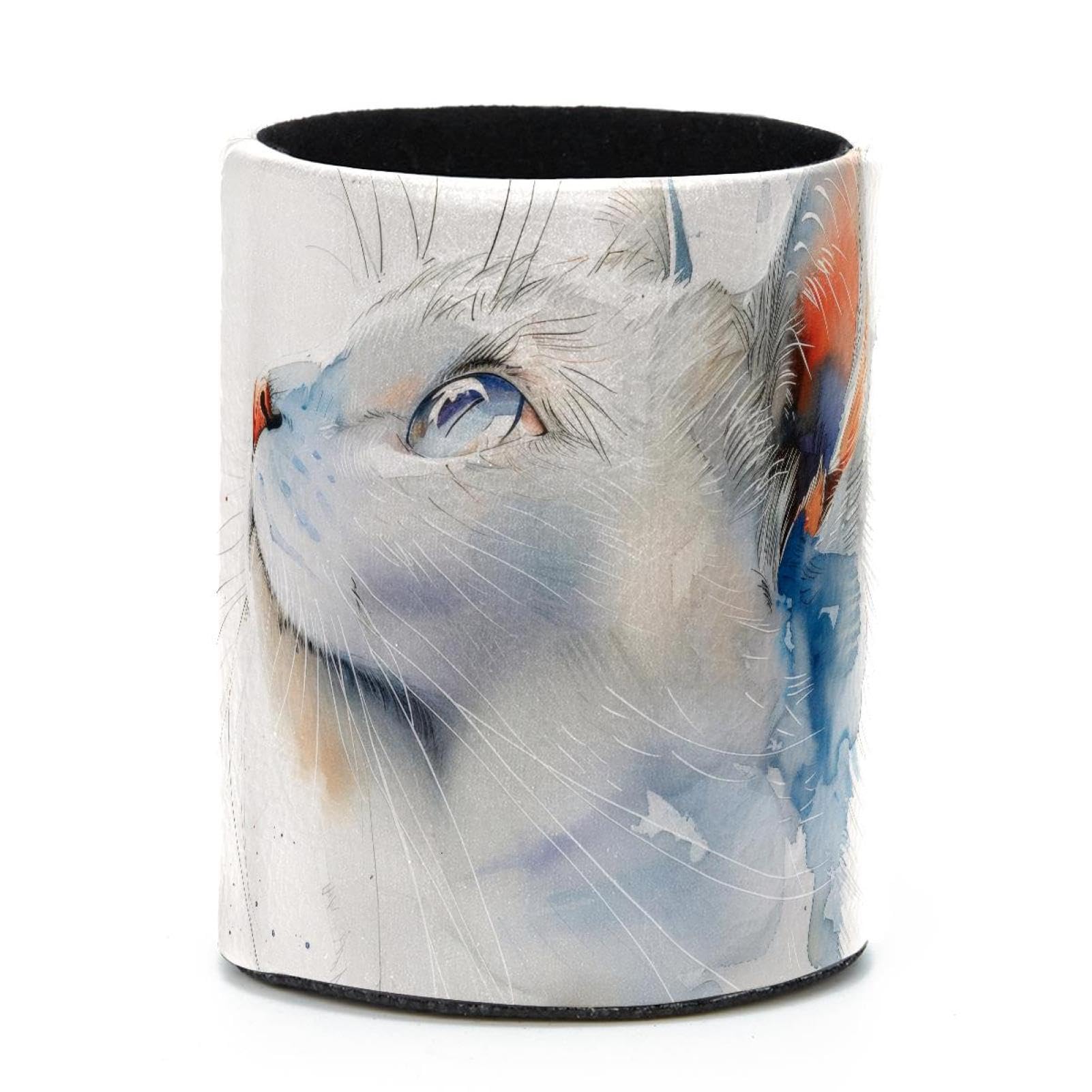 VAPOKF Round Pencil Holders for Desk, Cat Watercolor Pen Holders Pen Pot Makeup Brushes Storage Desktop Stationery Supplies Organiser for Home Office