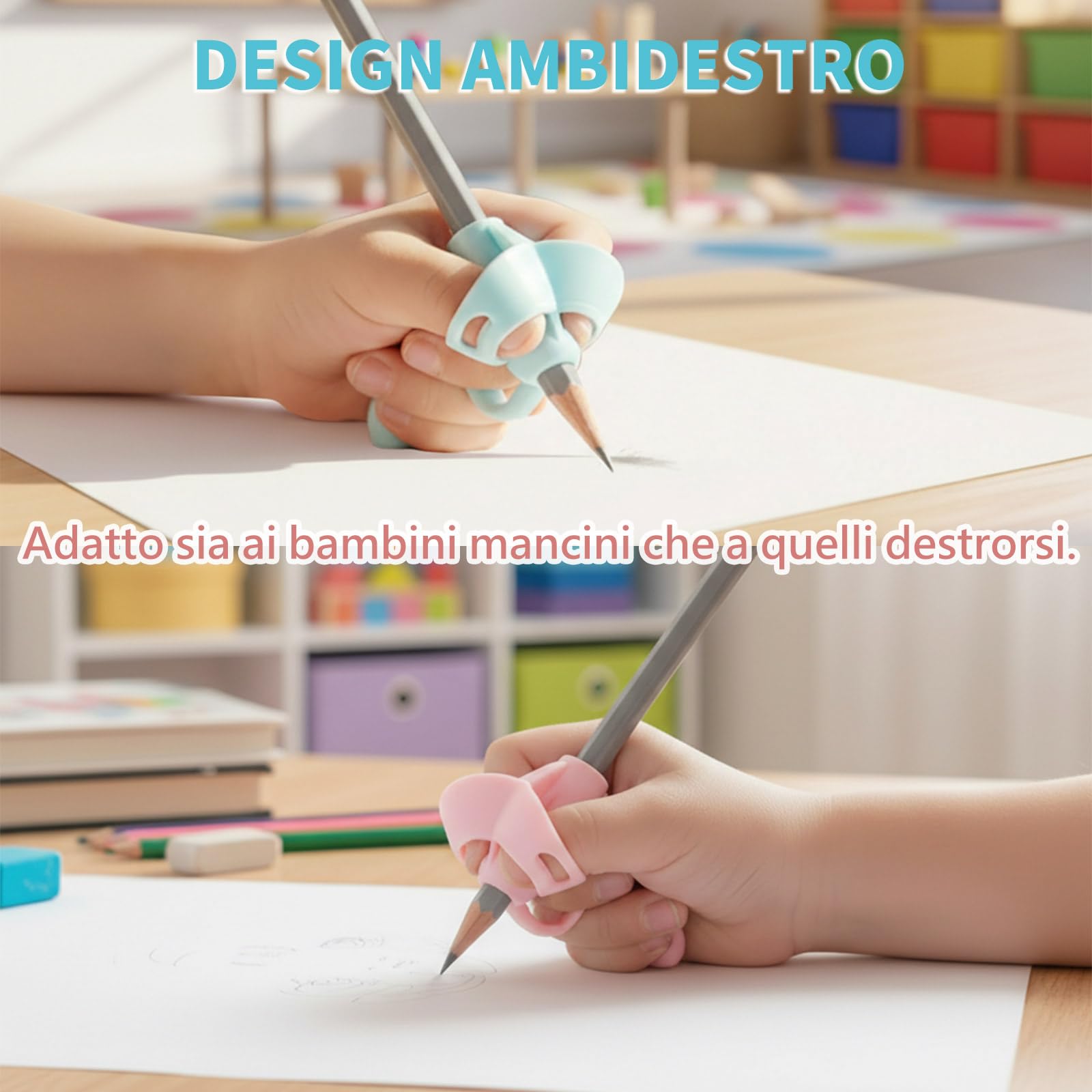 Impugnatura Matita Ergonomica 5 Pezzi per Scrittura, Correzione Postura, Migliora Presa