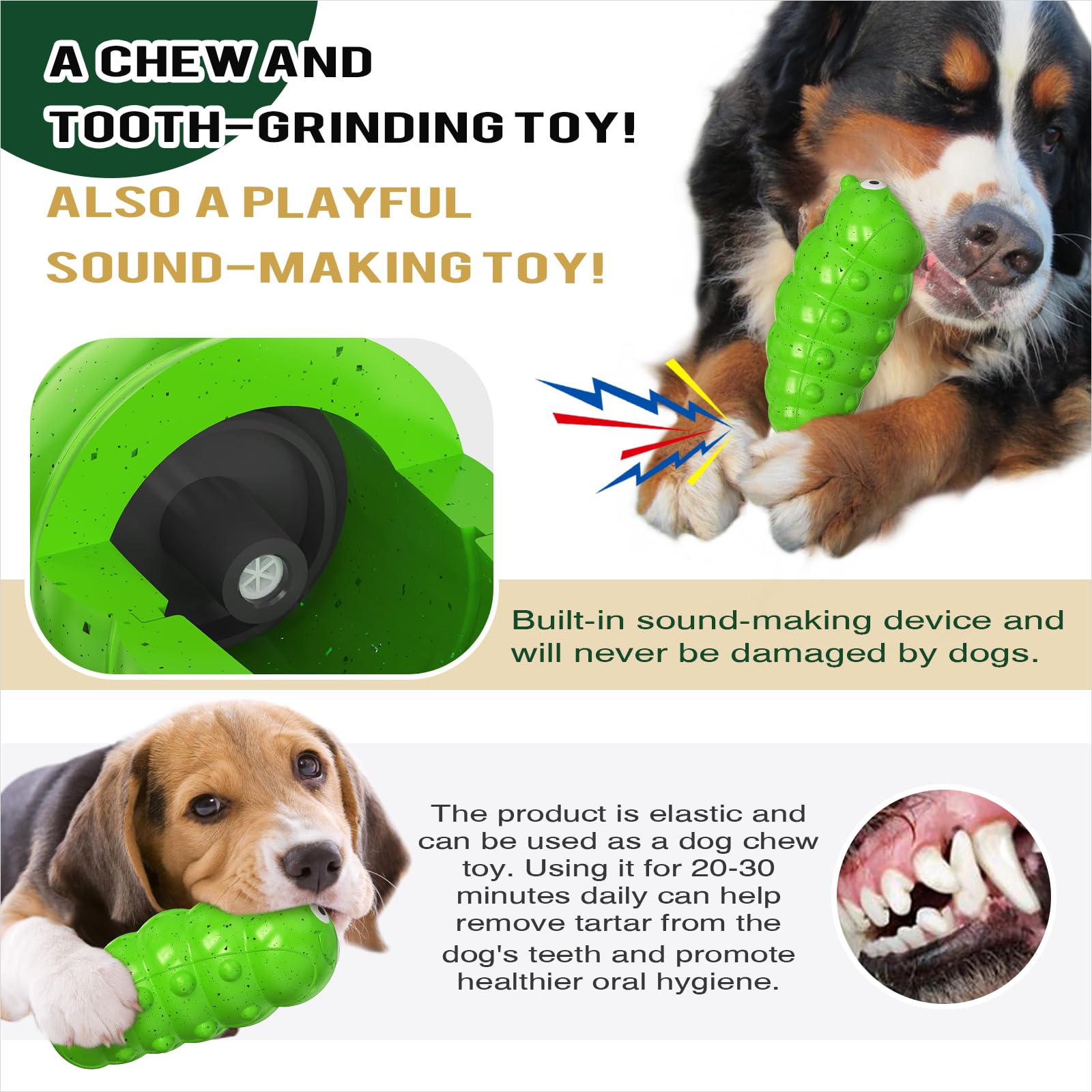 TLKNG Juguetes masticables para perros para masticadores agresivos, indestructibles, resistentes, duraderos, chirriantes, interactivos, divertidos, dientes, cepillo de dientes, juguete para perros