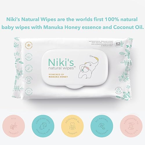 Miniatura 6 de Nikis - Toallitas naturales para bebés toallitas orgánicas sensibles para bebés hechas con miel de manuka y aceite de coco sin perfume verificado