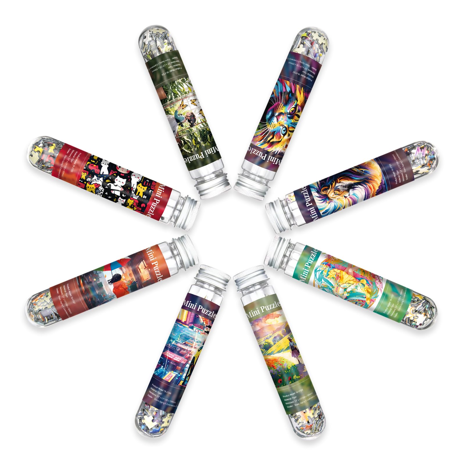 Mini Jigsaw Puzzles for Adults 234 Pieces Small Jigsaw Puzzle Test Tube Puzzle Challenging Micro Puzzle Difficult Tiny Puzzle Home Decor Entertainment 6x4in (8 Pack - 7)