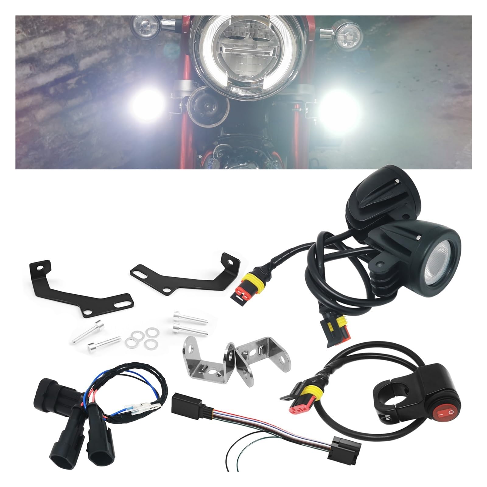 Moto LED Faro Per Monkey 125 Z125M Z125MA Z125MK | Per kit luce ausiliaria a LED con kit cavi(Warm white)