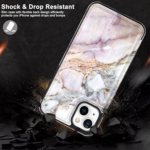 Miniatura 5 de LETO Funda para iPhone 15+ Plus con tapa tipo folio de cuero, diseños de flores de moda, ranuras para tarjetas, función atril, funda protectora para